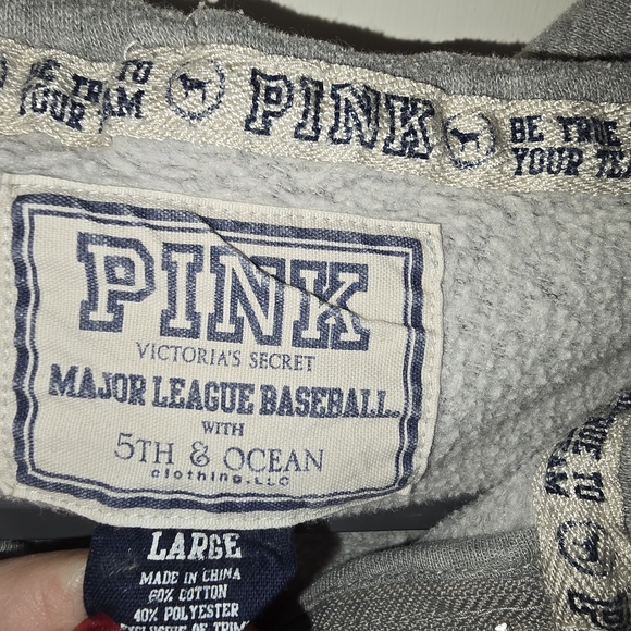 PINK MLB SD Padre Baseball Victoria's Secret Womans Heather Gray Pullover - Picture 7 of 9